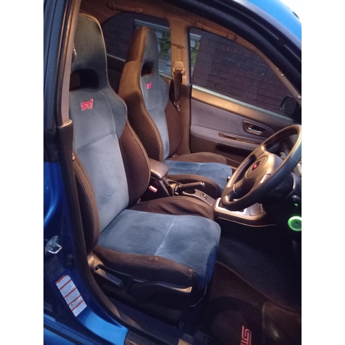 155 - SUBARU IMPREZA STI TYPE UK 2007 IN WORLD RALLY BLUE, MOT UNTIL JANUARY 2023. GENUINE 113000 MILES. G... 