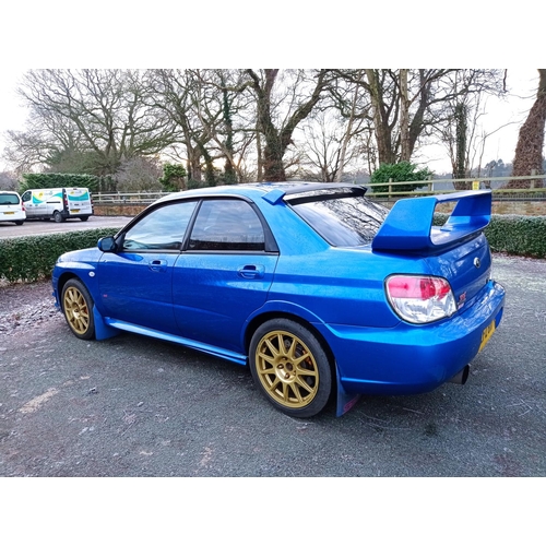 155 - SUBARU IMPREZA STI TYPE UK 2007 IN WORLD RALLY BLUE, MOT UNTIL JANUARY 2023. GENUINE 113000 MILES. G... 