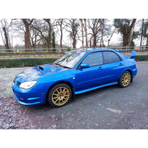 155 - SUBARU IMPREZA STI TYPE UK 2007 IN WORLD RALLY BLUE, MOT UNTIL JANUARY 2023. GENUINE 113000 MILES. G... 