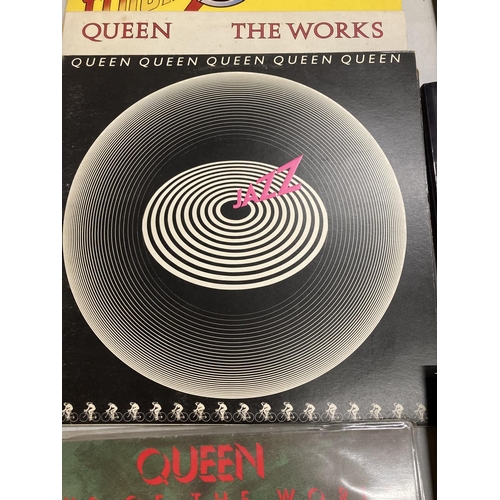 361 - SIX VINTAGE QUEEN 33RPM LP VINYL RECORDS, A NIGHT AT THE OPERA, A DAY AT THE RACES, NEWS OF THE WORL... 