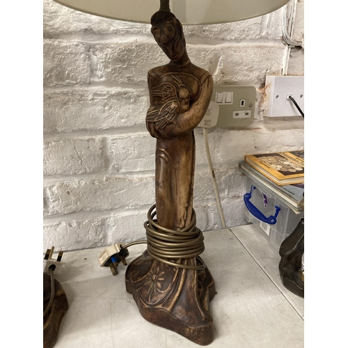 364A - A PAIR OF ORIENTAL FIGURAL TABLE LAMPS HEIGHT 52CM