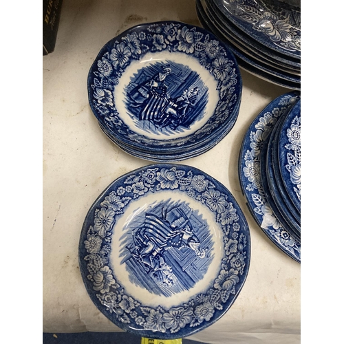 371 - A QUANTITY OF BLUE AND WHITE 'LIBERTY BLUE' CERAMIC PLATES AND BOWLS