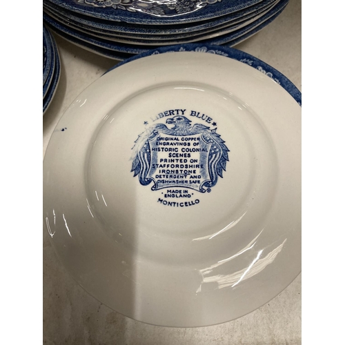 371 - A QUANTITY OF BLUE AND WHITE 'LIBERTY BLUE' CERAMIC PLATES AND BOWLS