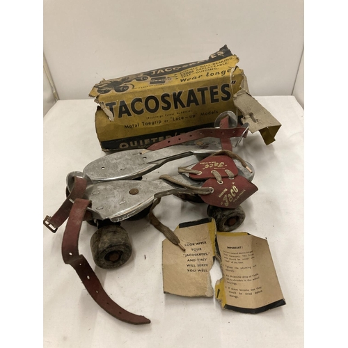 372 - A PAIR OF VINTAGE 'JACOSKATES' ROLLER SKATES IN ORIGINAL BOX