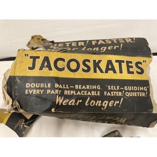 372 - A PAIR OF VINTAGE 'JACOSKATES' ROLLER SKATES IN ORIGINAL BOX