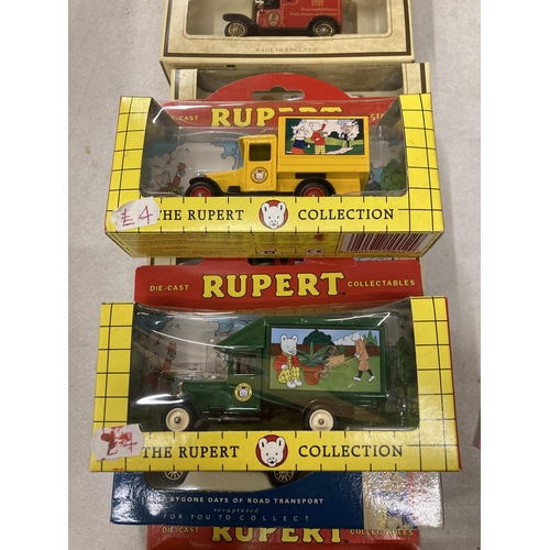 396 - A QUANTITY OF LLEDO AND DAYS GONE BY DIE-CAST VEHICLES TO INCLUDE RUPERT THE BEAR, ADVERTISING VANS,... 