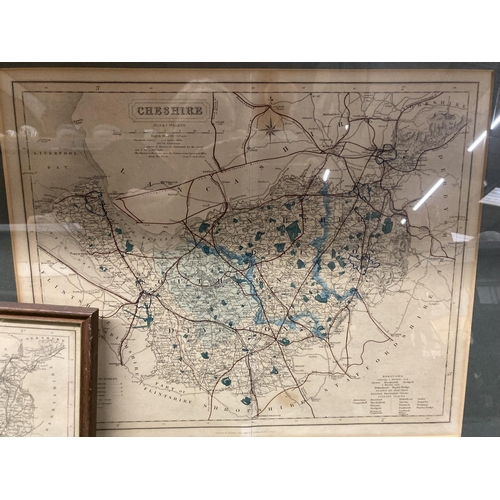 404 - FOUR FRAMED MAPS OF CHESHIRE