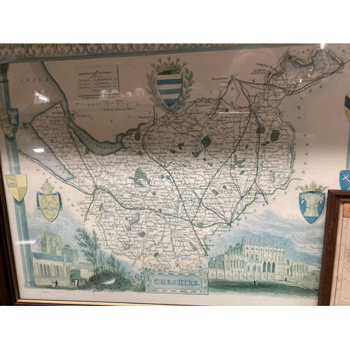 404 - FOUR FRAMED MAPS OF CHESHIRE