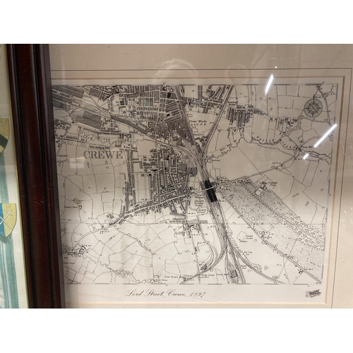 404 - FOUR FRAMED MAPS OF CHESHIRE