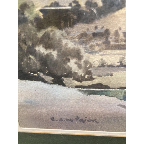 406 - A WATERCOLOUR ON CARD OF A LAKELAND SCENE SIGNED E. Z. W. PRIOR PLUS FOUR FRAMED PRINTS OF COUNTRY S... 