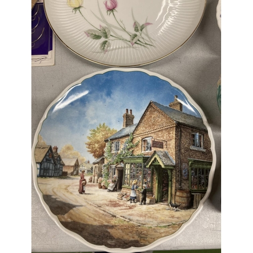 418 - A QUANTITY OF CERAMICS TO INCLUDE CABINET PLATES, AN AVONWARE PRESERVE POT, BOWLS, A FRAMED PRINT, E... 