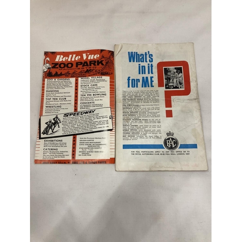 424 - TWO VINTAGE SPEEDWAY PROGRAMMES - WORLD TEAM CUP FINAL, WEMBLEY STADIUM, SEPT 21 1968 AND BRITISH TE... 