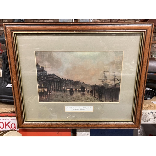 434 - A FRAMED PRINT - 'THE OLD CUSTOM HOUSE, LOOKING SOUTH' BY ATKINSON GRIMSHAW