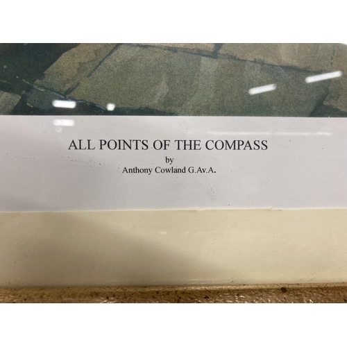 435 - A FRAMED LIMITED EDITION PRINT 101/250 TITLED 'ALL POINTS OF THE COMPASS' SIGNED