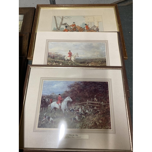 822 - A COLLECTION OF NINE HUNTING THEMED FRAMED PRINTS