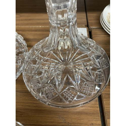 834 - THREE EDINBURGH CUT GLASS SHIPS DECANTERS