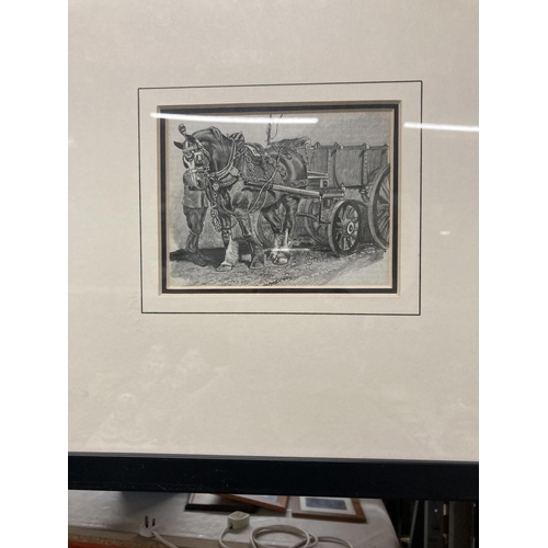 850 - A PAIR OF FRAMED VINTAGE HORSE RELATED PRINTS