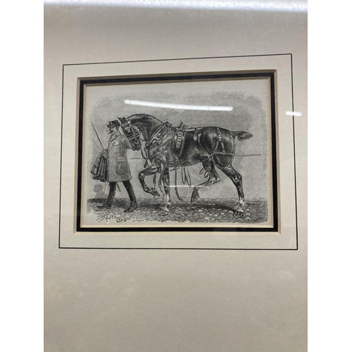 850 - A PAIR OF FRAMED VINTAGE HORSE RELATED PRINTS