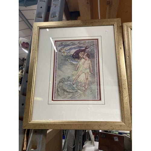 858 - THREE FRAMED PRINTS OF NYMPHS AND FAIRIES