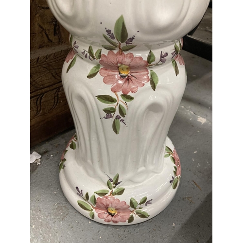 876 - A CERAMIC JARDINIERE AND STAND HEIGHT 73CM