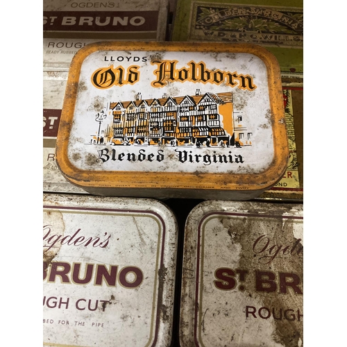 878 - A QUANTITY OF VINTAGE TOBACCO TINS TO INCLUDE ST JULIEN, ST BRUNO, OLD HOLBORN, ETC