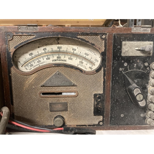 903 - A HEATHKIT SERVICE OSCILLOSCOPE AND A VINTAGE TEMPERATURE GAUGE