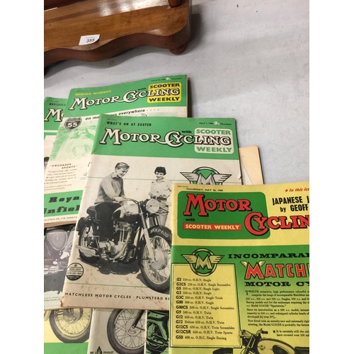 353 - FIFTEEN ISSUES OF MOTORCYCLING WITH MOTOR SCOOTER WEEKLY MAGAZINES ALL 1960