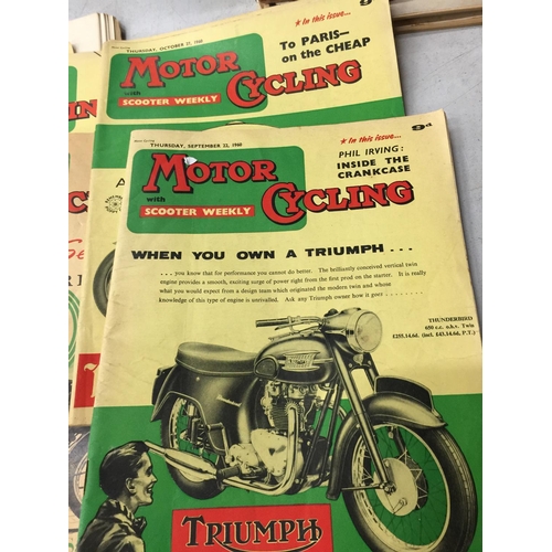 353 - FIFTEEN ISSUES OF MOTORCYCLING WITH MOTOR SCOOTER WEEKLY MAGAZINES ALL 1960