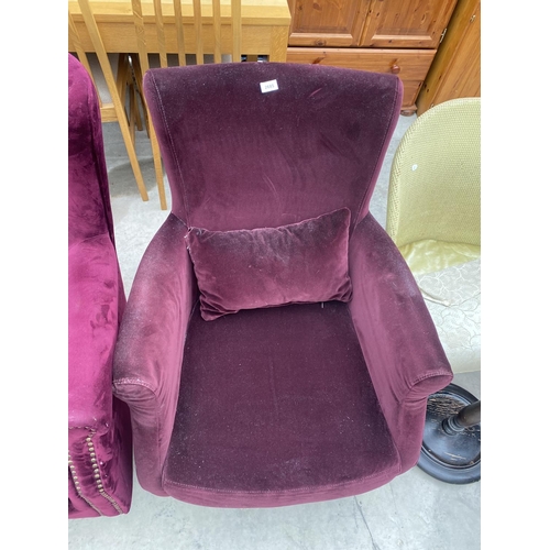 2685 - A PURPLE BUTTON-BACK EASY CHAIR AND ONE OTHER