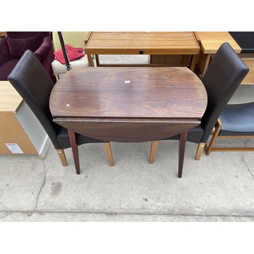 2687 - A MODERN DROP-LEAF TABLE AND TWO CHAIRS