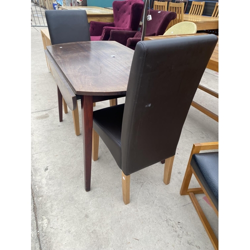 2687 - A MODERN DROP-LEAF TABLE AND TWO CHAIRS