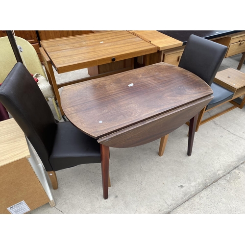 2687 - A MODERN DROP-LEAF TABLE AND TWO CHAIRS