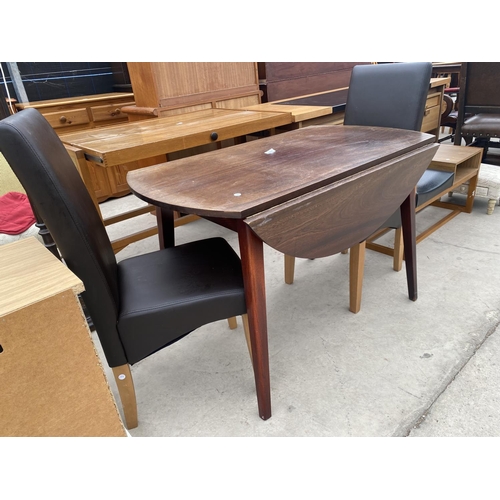 2687 - A MODERN DROP-LEAF TABLE AND TWO CHAIRS