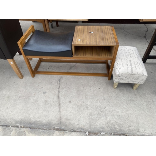 2688 - A MODERN TELEPHONE TABLE/SEAT AND SMALL STOOL COMPLETE WITH DRAWER