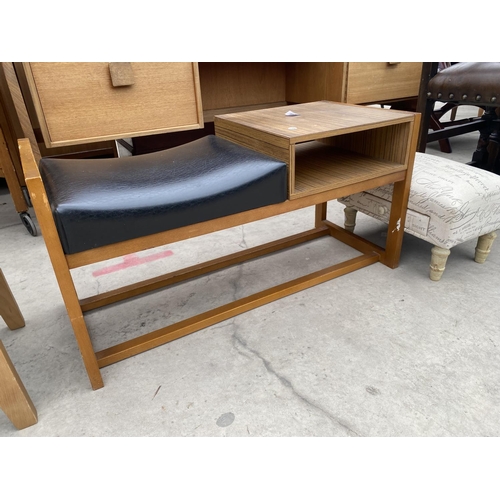 2688 - A MODERN TELEPHONE TABLE/SEAT AND SMALL STOOL COMPLETE WITH DRAWER