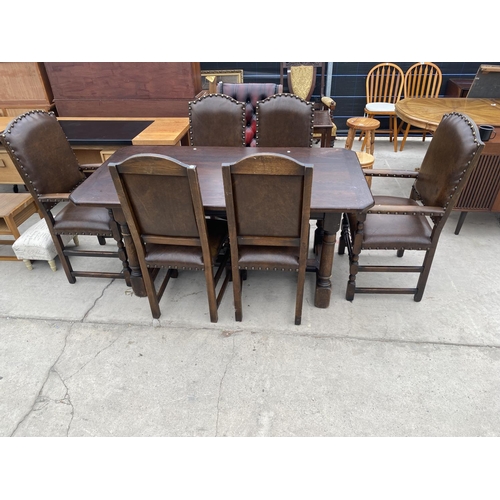 2689 - AN OAK JACOBEAN STYLE REFECTORY DINING TABLE WITH CANTED CORNERS, 62X33