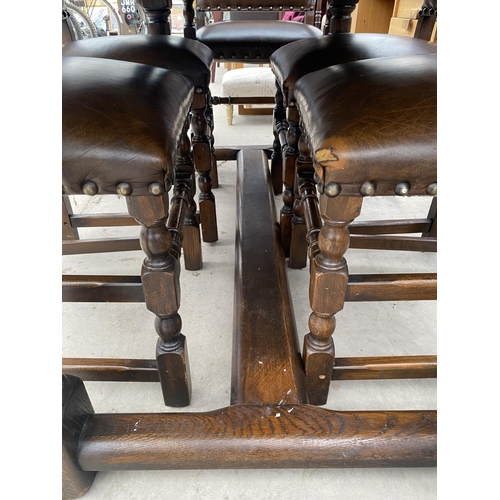 2689 - AN OAK JACOBEAN STYLE REFECTORY DINING TABLE WITH CANTED CORNERS, 62X33