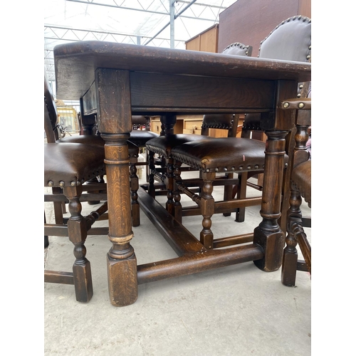 2689 - AN OAK JACOBEAN STYLE REFECTORY DINING TABLE WITH CANTED CORNERS, 62X33