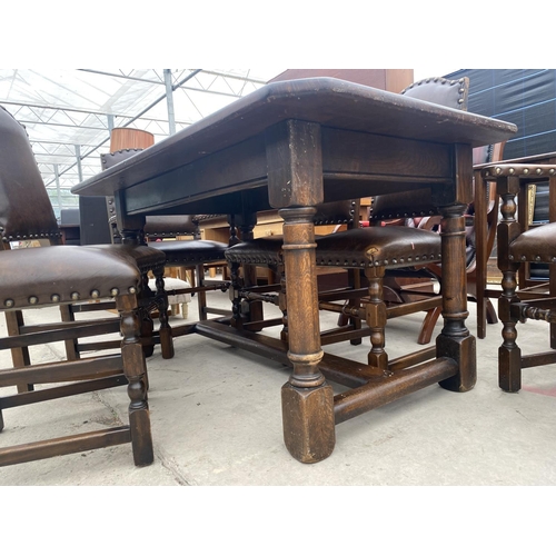 2689 - AN OAK JACOBEAN STYLE REFECTORY DINING TABLE WITH CANTED CORNERS, 62X33