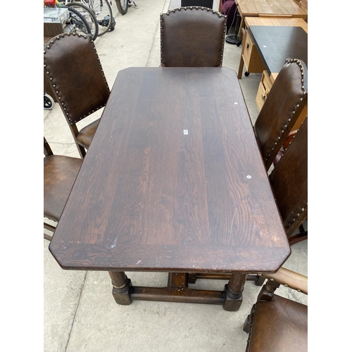 2689 - AN OAK JACOBEAN STYLE REFECTORY DINING TABLE WITH CANTED CORNERS, 62X33