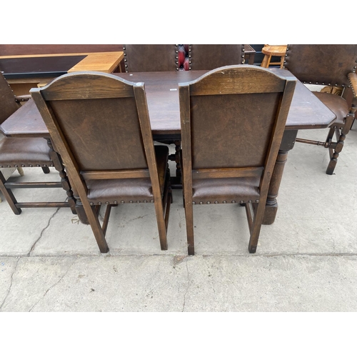 2689 - AN OAK JACOBEAN STYLE REFECTORY DINING TABLE WITH CANTED CORNERS, 62X33