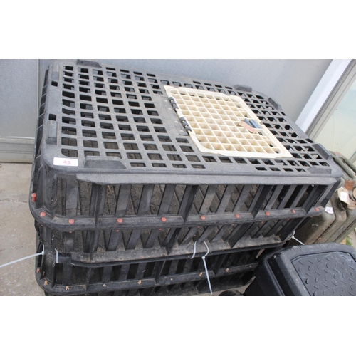 45 - 2 CHICKEN CRATES  NO  VAT