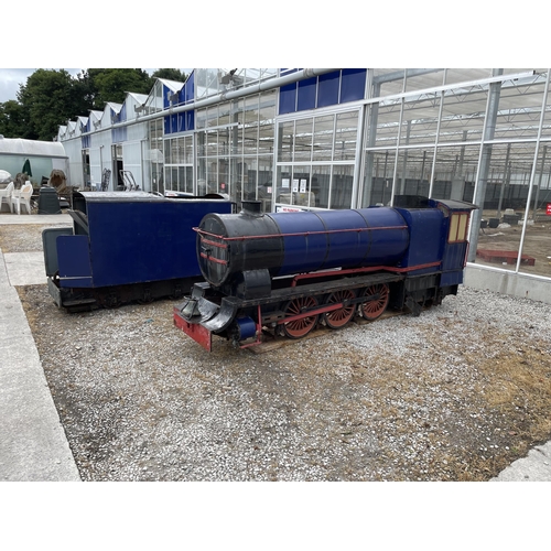 176 - A RAILWAY LOCOMOTIVE AND TENDER - BLUE PACIFIC, WITH CAST ALLOY NAME PLATES - 15 INCH GAUGE, FOR RES... 