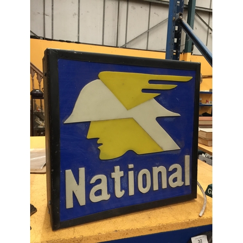 80A - A NATIONAL BENZOLE ILLUMINATED SIGN W: 38CM  NO  VAT