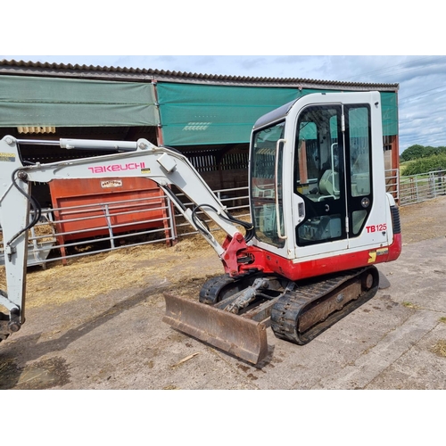 170 - TAKEUCHI TB125 MINI DIGGER 2006 SAME OWNER DRIVER SINCE 2008 WITH WEDGE LOCK QUICK HITCH 4 BUCKETS P... 