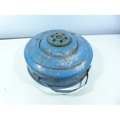 405 - AN INERT BLUE PAINTED LAND MINE, 35CM DIAMETER