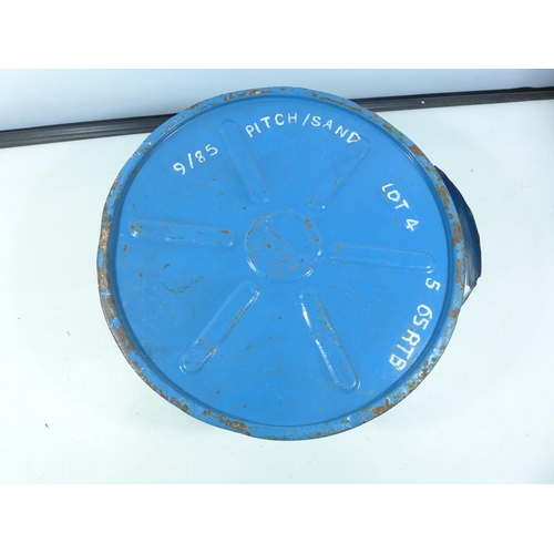 405 - AN INERT BLUE PAINTED LAND MINE, 35CM DIAMETER