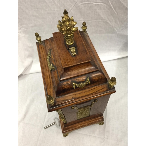 1 - A 19TH CENTURY OAK CASED BRACKET CLOCK WITH FULL BRASS DIAL AND SILVER CHAPTER RING DECORATED WITH O... 