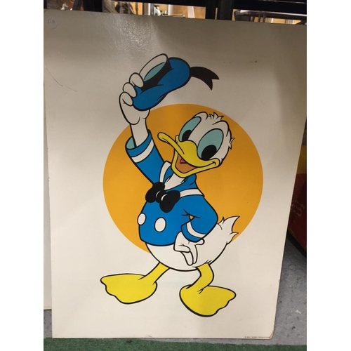 27 - EIGHT LARGE ORIGINAL VINTAGE DISNEY CINEMA POSTERS ON BOARDS TO INCLUDE DONALD DUCK, MICKEY MOUSE, J... 