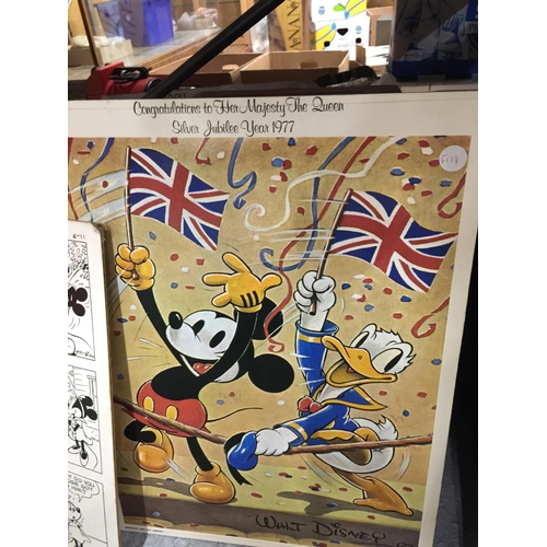 27 - EIGHT LARGE ORIGINAL VINTAGE DISNEY CINEMA POSTERS ON BOARDS TO INCLUDE DONALD DUCK, MICKEY MOUSE, J... 